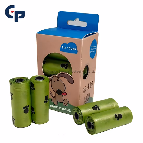 Sacos de cocô de cachorro dispensador recarga rolos compostáveis ​​100% saco biodegradável eco amigável à prova de vazamento sacos de resíduos de cães sacos de cocô de animais de estimação