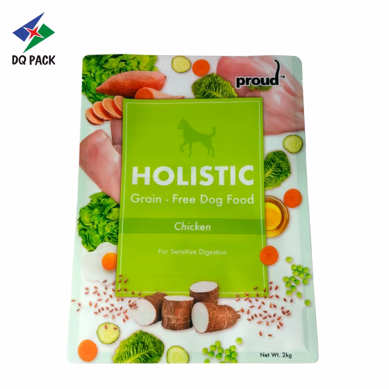 Dq Pack Chaoan China Fábrica Atacado Saco de Embalagem de Plástico Pet Food Qual Seal Bag Alta Qualidade Food Grade Snack Saco de Fundo Plano